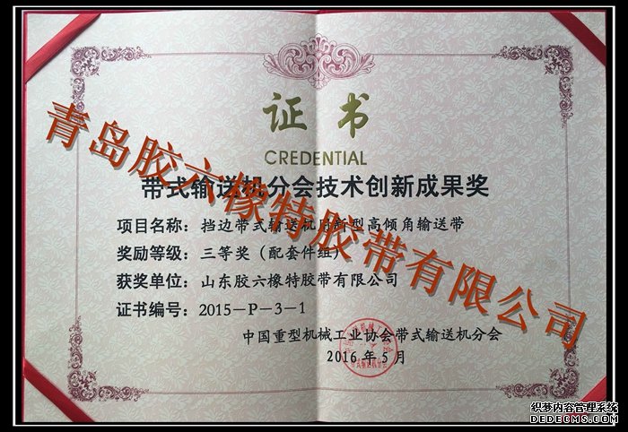 中国带机协会技术创新成果证书